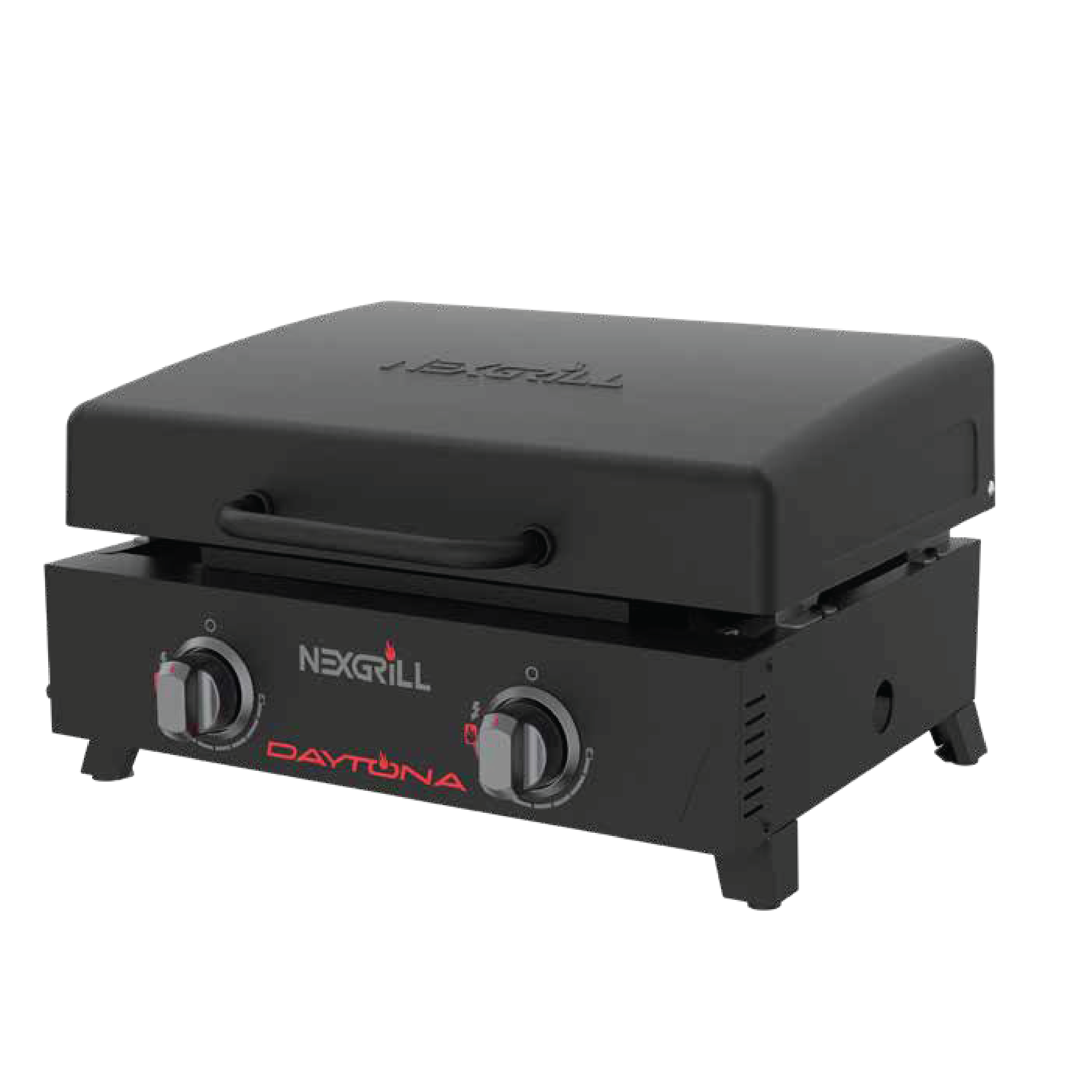 Tragbare Gasgrill-Plancha mit 2 Brennern und Klappdeckel